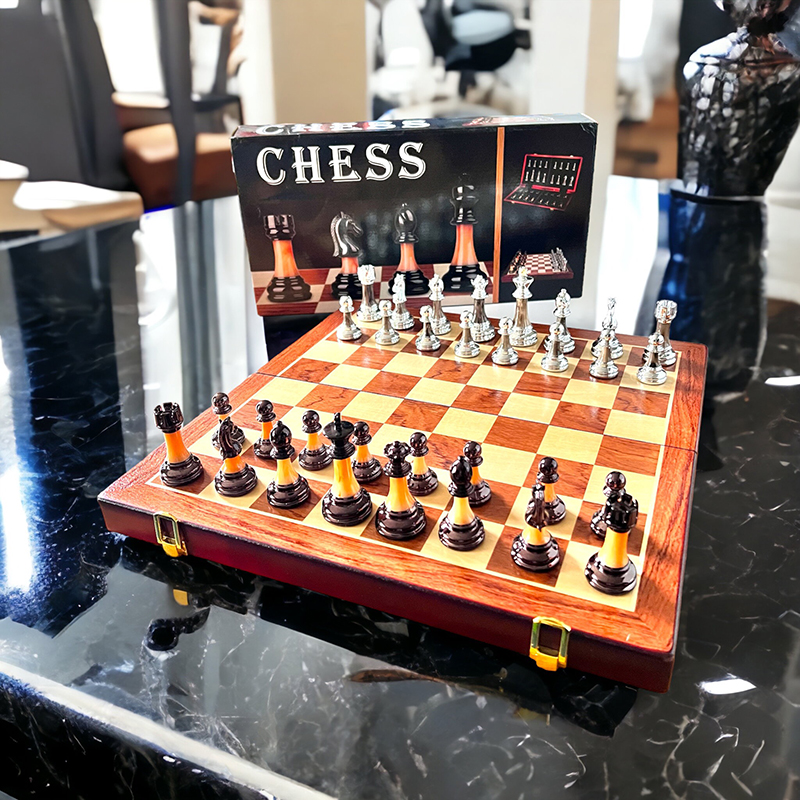 Bộ chơi cờ vua cao cấp phong cách châu Âu Retro quân cờ chất liệu Acrylic