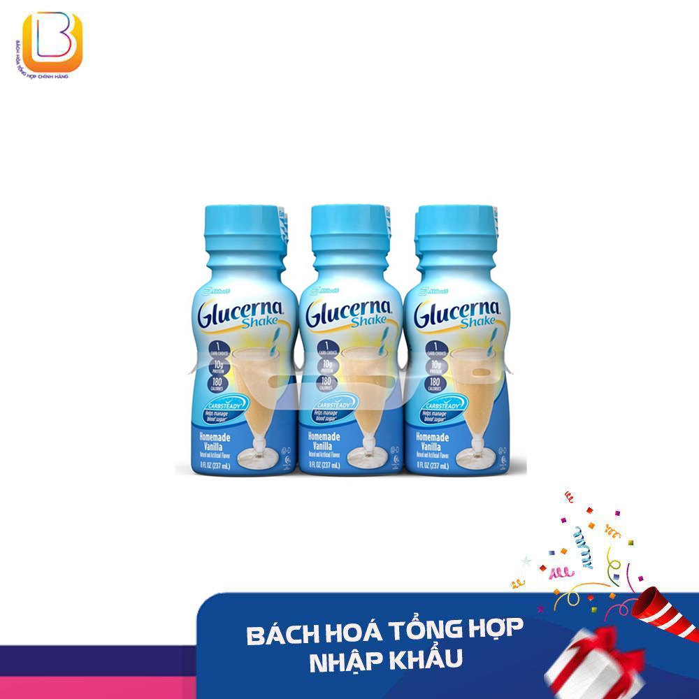 Lốc 6 chai sữa nước glucerna hương vani 237ml mỹ
