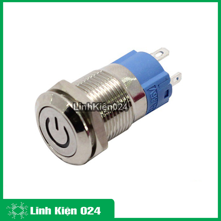 Nút nhấn đề sắt chống nước có đèn báo 12vdc 12mm nhấn nhả