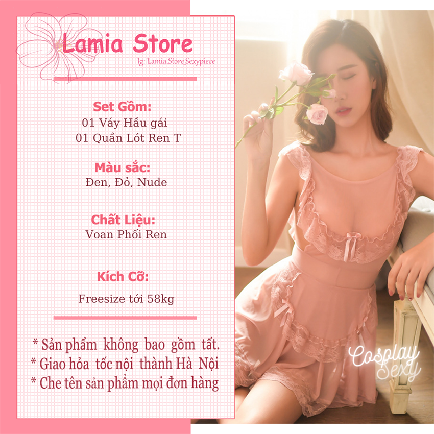 Váy Ngủ Sexy 2 Dây Cosplay Hầu Gái Sexy Lolita Nhật bản Kèm Quần Lọt Khe - Lamia Store - Bồi Bàn