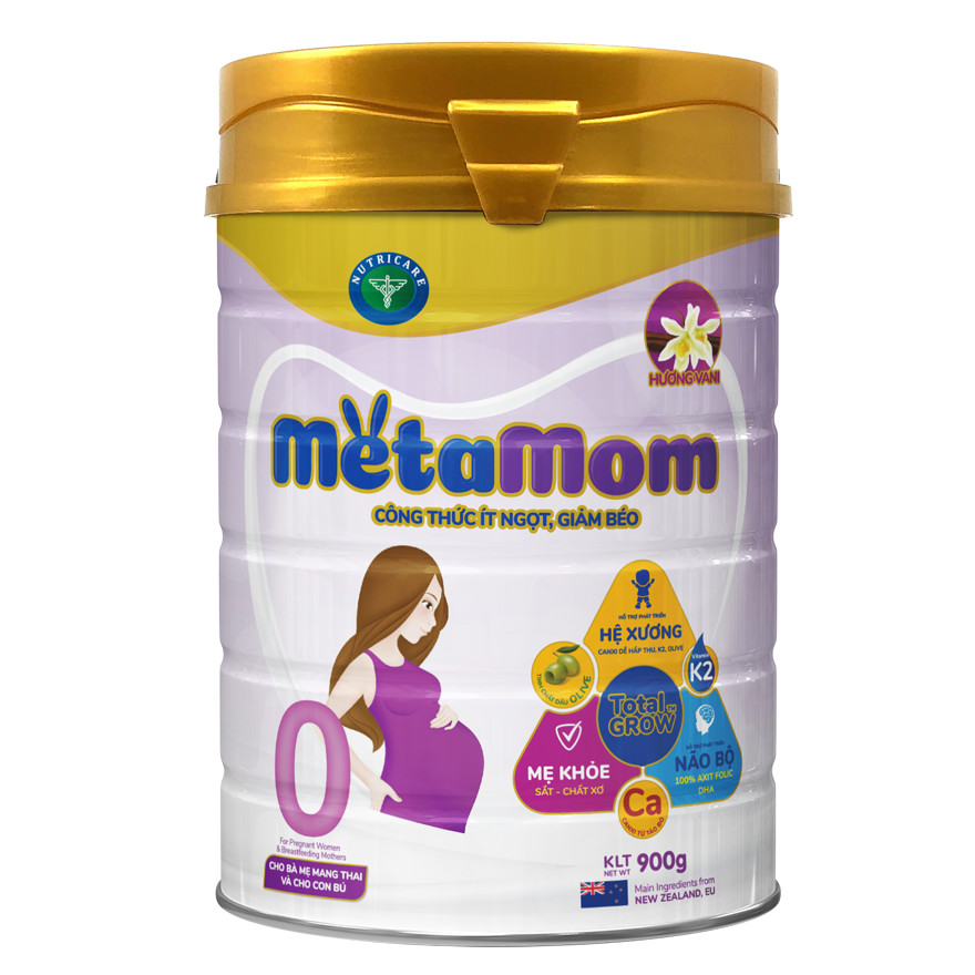 Sữa bột Nutricare MetaMom Hương vani (900g) - ít ngọt giảm béo cho bà mẹ mang thai & cho con bú