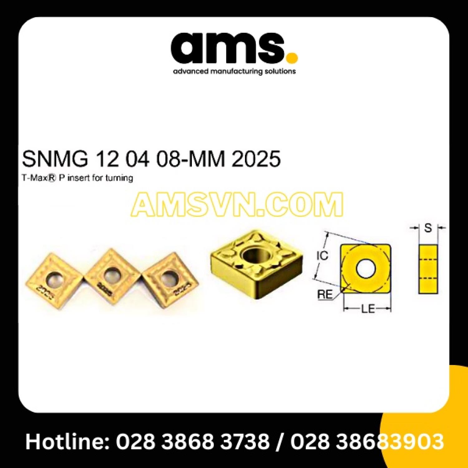 T-MaxⓇ P insert for turning SNMG 12 04 08-MM 2025
