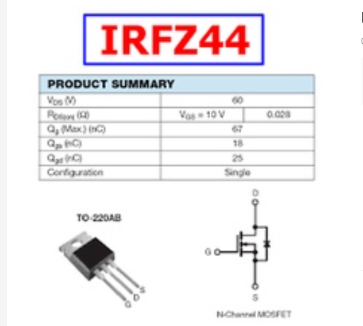Irfz44 mosfet n 60v 50a irfz44 transistor mosfet kênh n 60v 50a