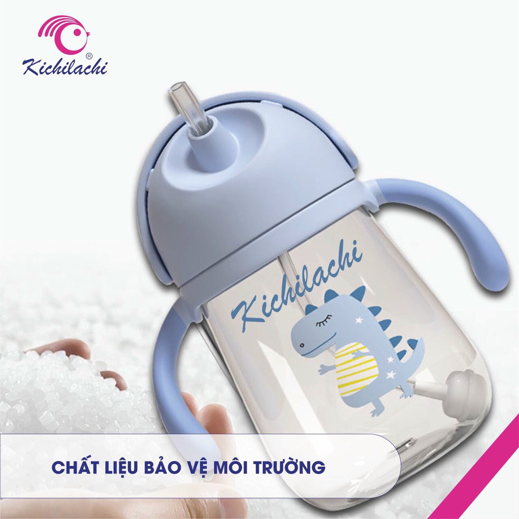 Kichilachi Bình tập uống nước cho bé ăn dặm hình khủng long