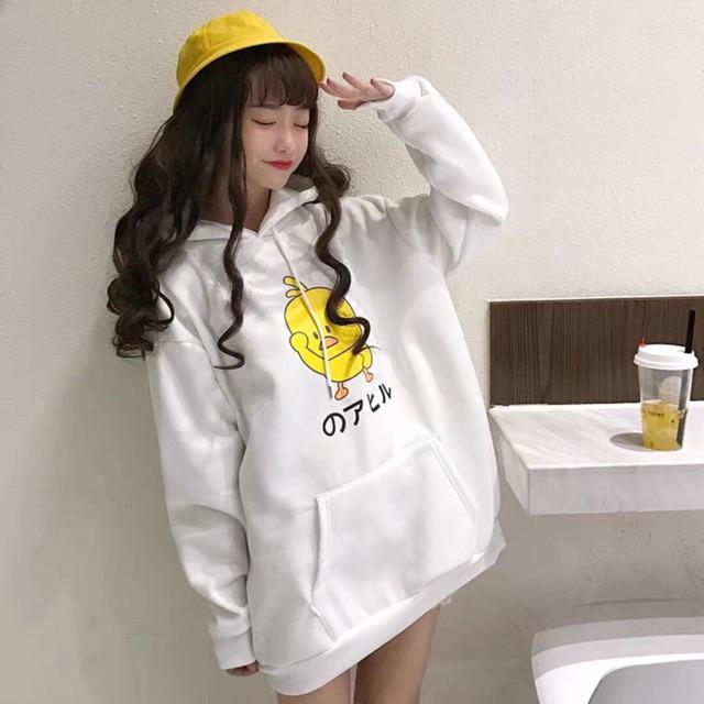 [HCM]Áo Hoodie Có Mũ Tay Dài Form Rộng Hình Con Gà Cute