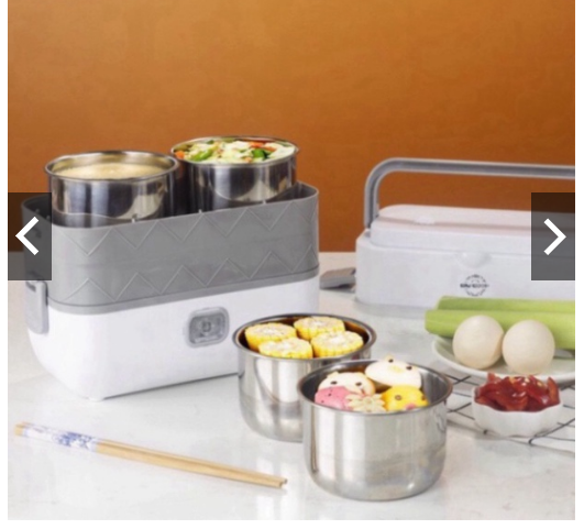 Hộp cơm giữ nhiệt cắm điện 2 tầng inox bucook dfh-c02, hộp cơm văn phòng hâm nóng thức ăn