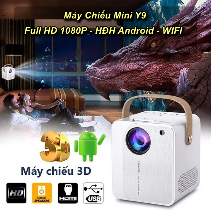 Máy Chiếu Mini Y9 Max - Full HD 1080P - HĐH Android - WIFI - WorldMart