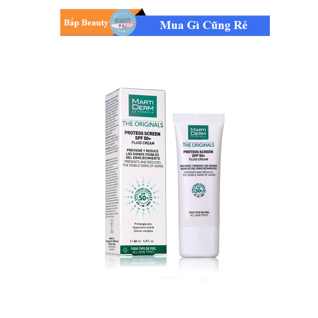 Kem Chống Nắng Ngừa Lão Hóa, Chống Nám MartiDerm The Originals Proteos Screen SPF50+ (tuýp 40ml)