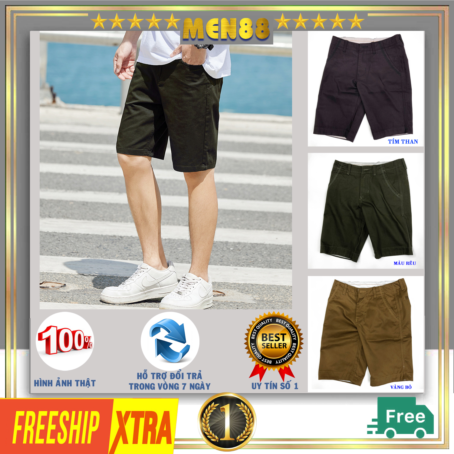 Quần Short Kaki Nam đẹp cao cấp, quần sọt kaki nam, quần sooc kaki nam KDK-01