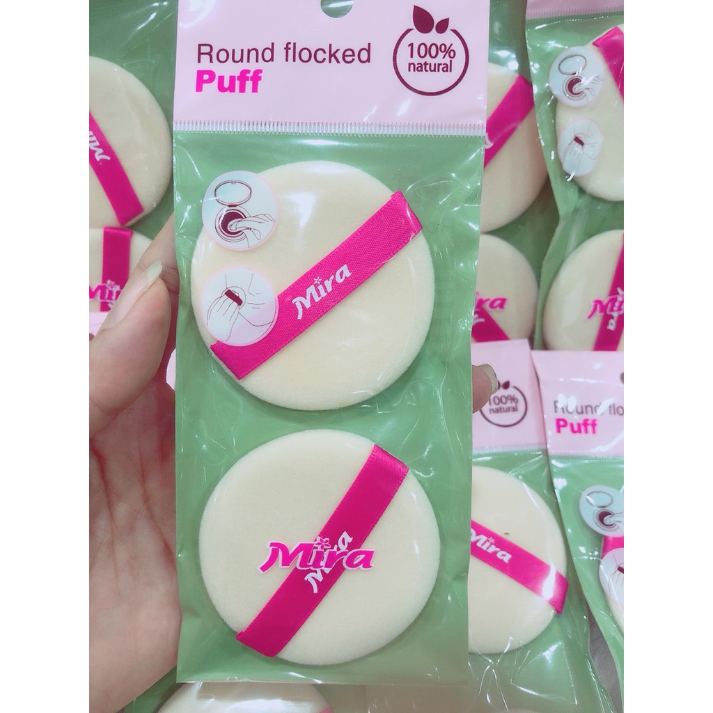 1 Cặp Bông phấn trang điểm cotton tròn khô Mira cao cấp, sản phẩm tốt và đảm bảo chất lượng, cam kết sản phẩm giống như hình ảnh