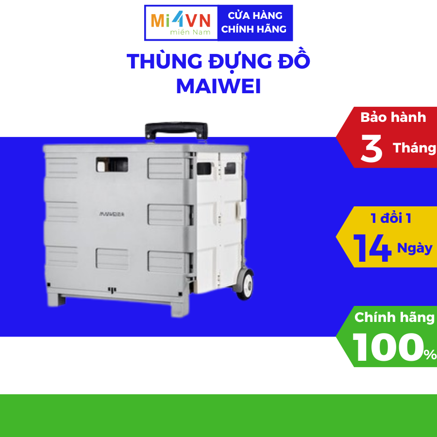 Thùng đựng đồ cốp xe ôtô, có bánh xe, tay kéo tiện lợi, 35L/55 - Maiwei