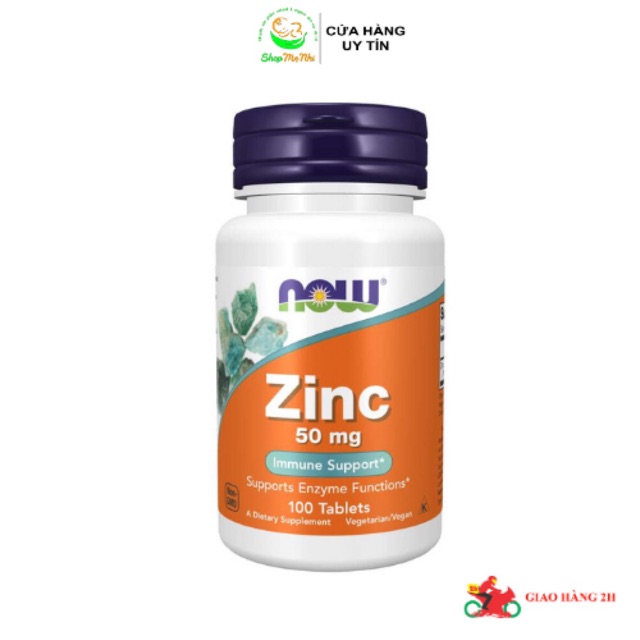 Viên uống kẽm Zinc Now Foods 50mg, shop mẹ nhi organic.