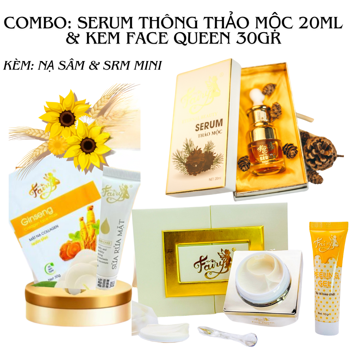 Combo: serum thông đỏ 20ml và kem face queen 30 gram