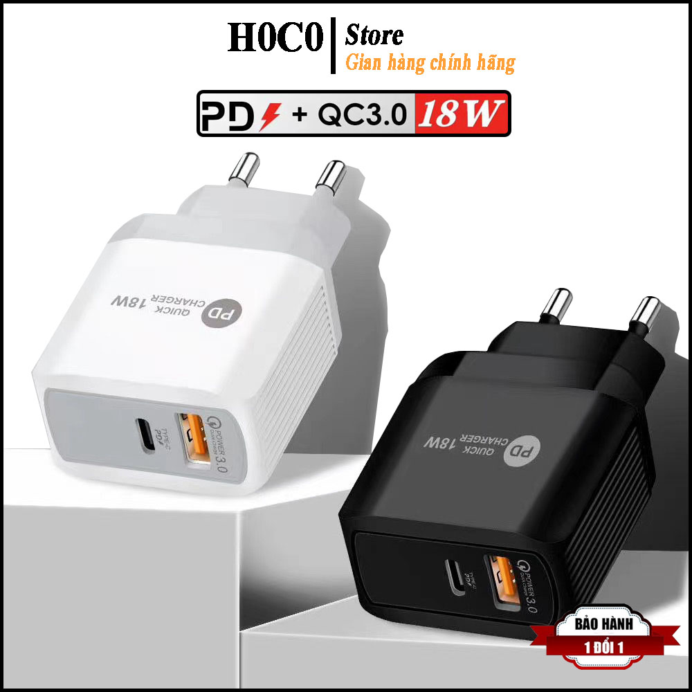 Củ sạc nhanh Usb Qc3.0 cho iphone và các máy androi hỗ trợ 2 cổng USB và Type C