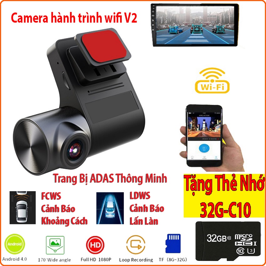 Camera hành trình wifi V2, camera hành trình wifi giá rẻ