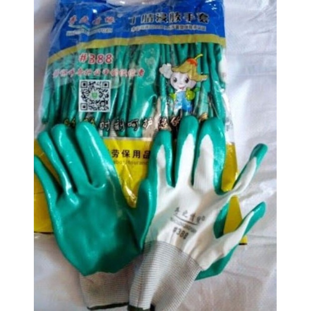Găng Tay 12 Đôi mã 388 Phủ Cao Su -găng tay bảo hộ lao động_ găng tay lao động phủ sơn