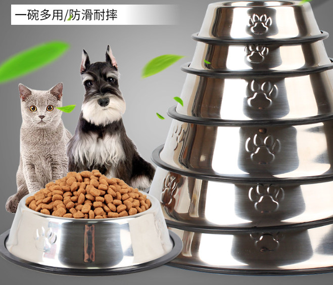 Bát ăn inox cho chó mèo, bề mặt trơn láng, dễ dàng chùi rửa sạch sẽ, chất liệu tốt, bền, đẹp, không độc hại