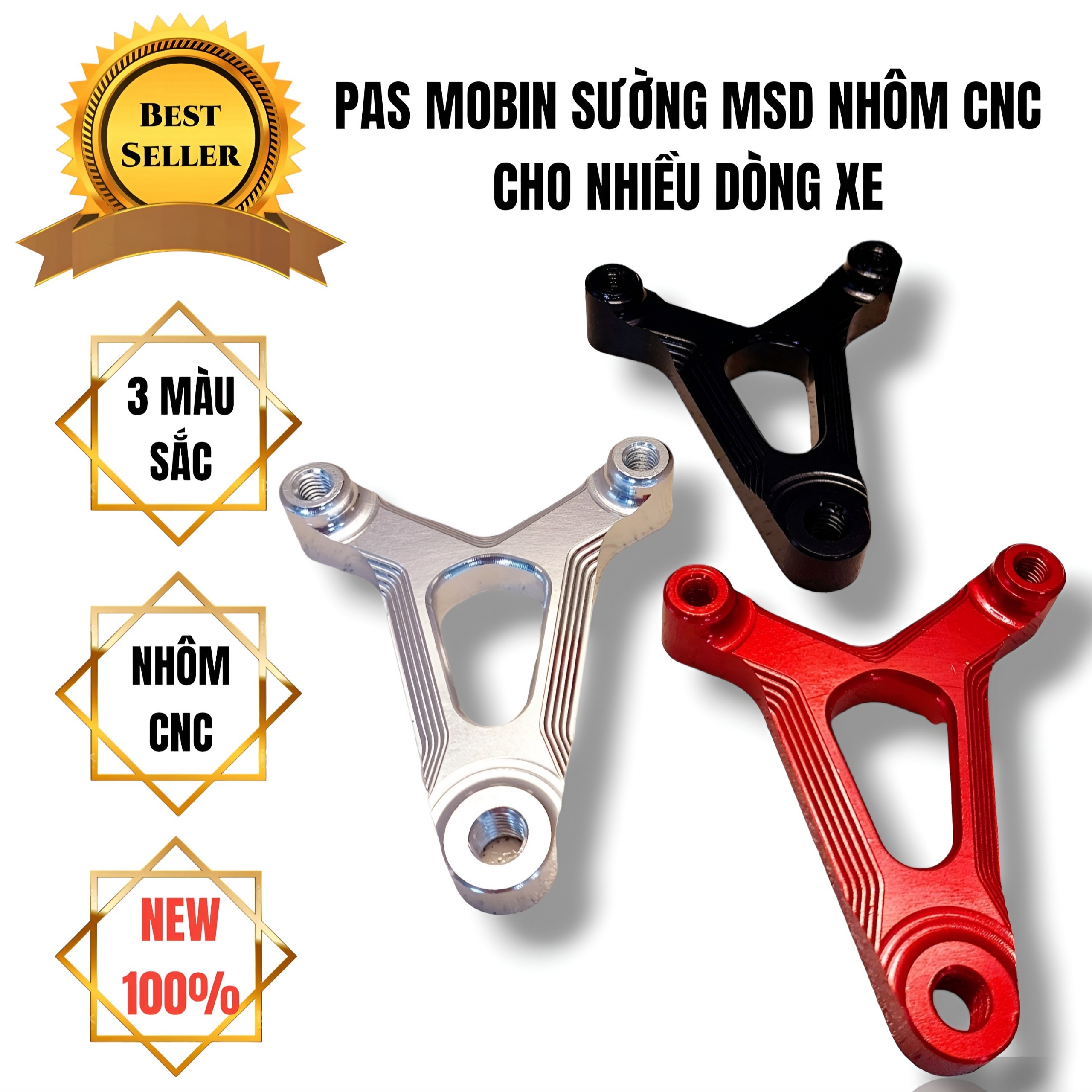 Pas gắn mobin sườn MSD nhôm cnc nguyên khối gắn cho nhiều dòng xe