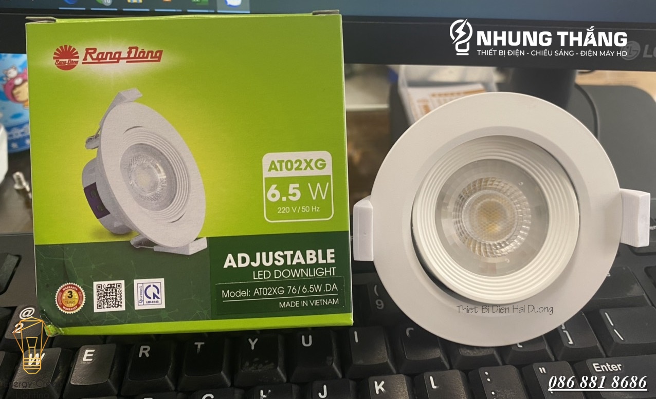 Đèn led âm trần downlight rạng đông model d at02 xg 76/6.5w - thay đổi được góc chiếu - bảo hành 2 năm