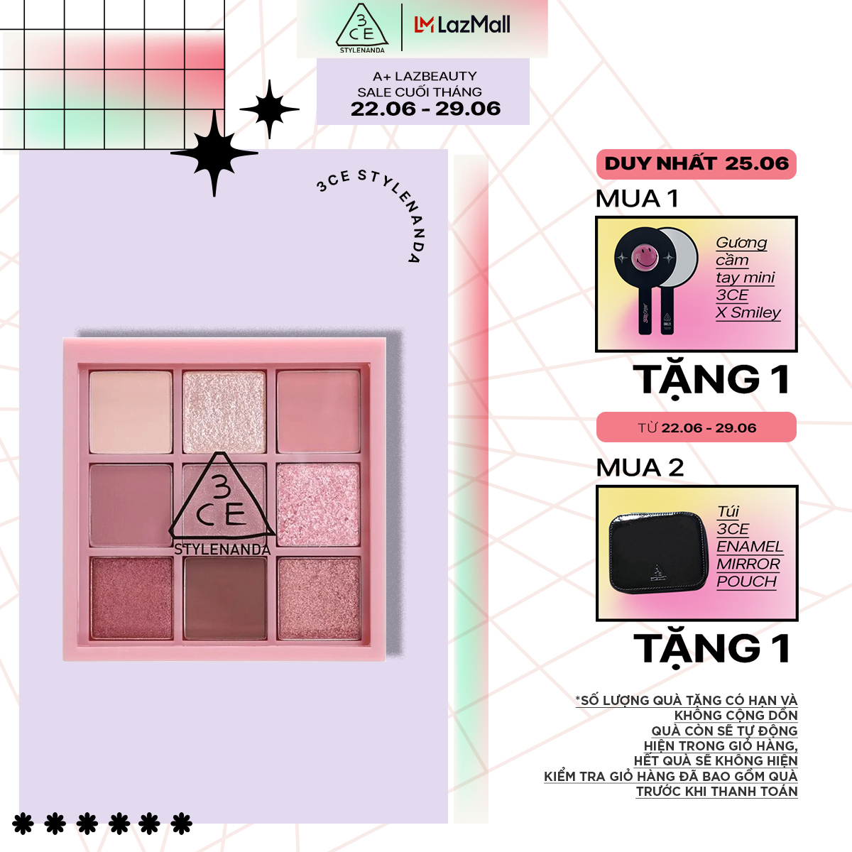 BẢNG PHẤN MẮT 3CE MULTI EYE COLOR PALETTE 9 MÀU SỐNG ĐỘNG 8.5g