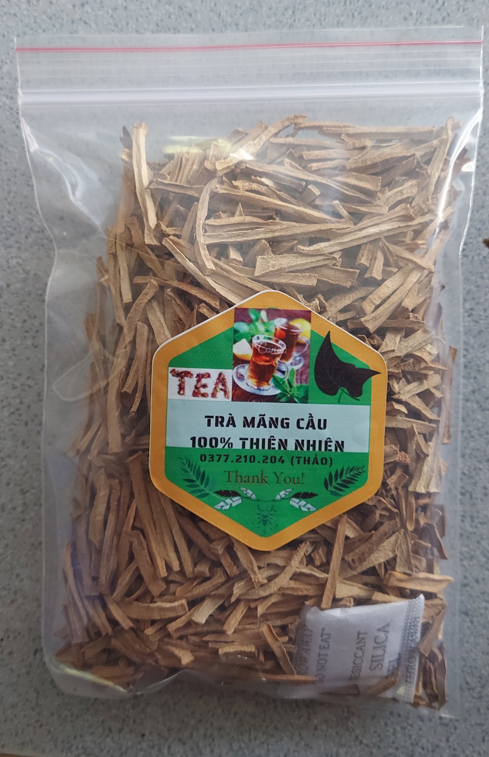 5 Túi 100gr túi zip chỉ đỏ Trà mảng cầu rang tay