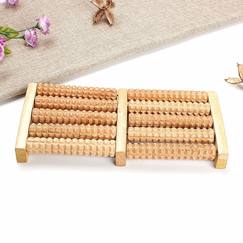 BÀN LĂN GỖ 5 THANH MASSAGE CHÂN [  Dụng cụ Massage chân #Bàn lăn chân gỗ #Bàn massage chân 5 thanh #Con lăn Massage chân ]