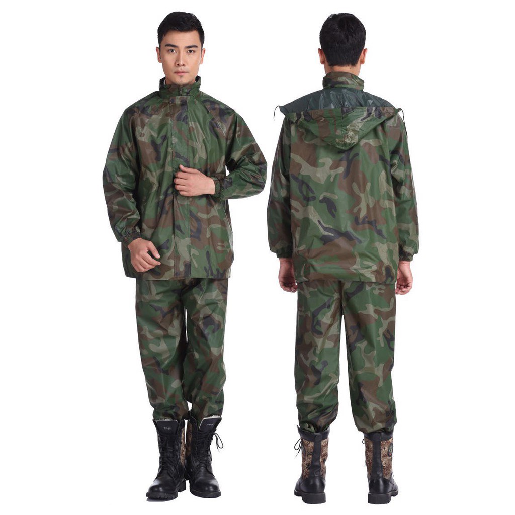 Áo mưa bộ cao cấp vải dù đủ size họa tiết lính rằn ri - áo mưa bộ có quần và áo rời hàng loại 1