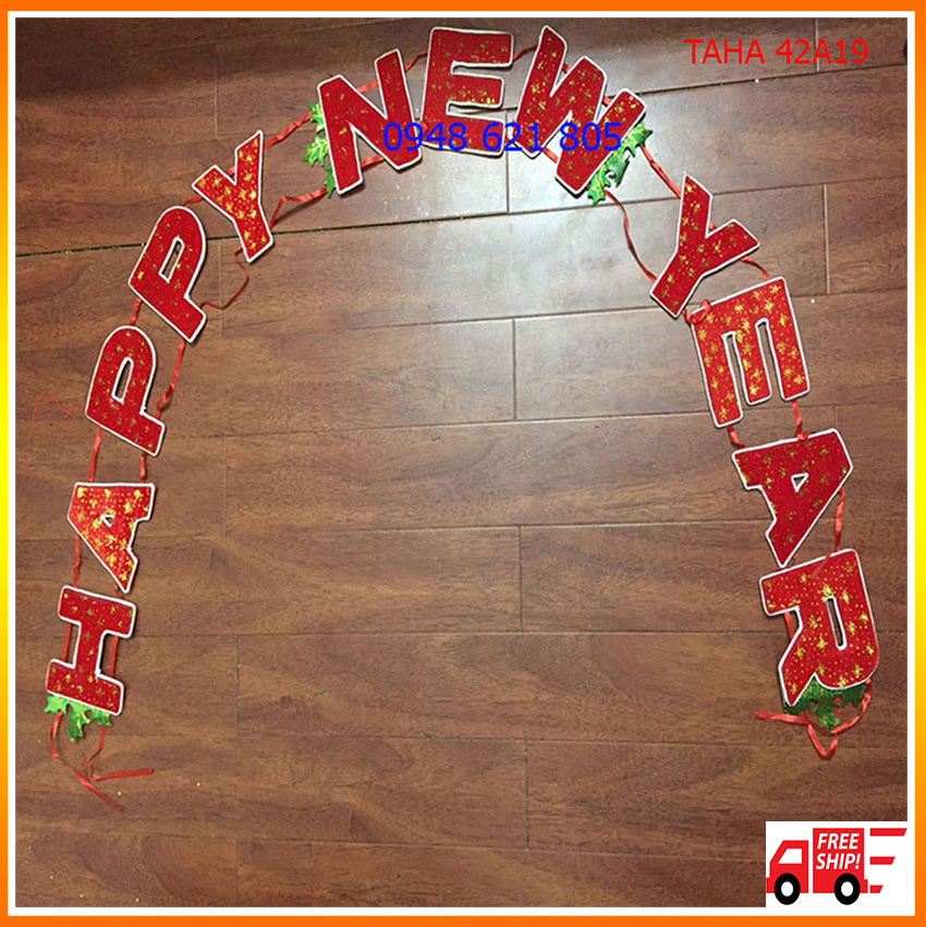 Dây chữ Chúc mừng năm mới/Happy new year TET04 TAHA 42A19 trang trí nhà cửa