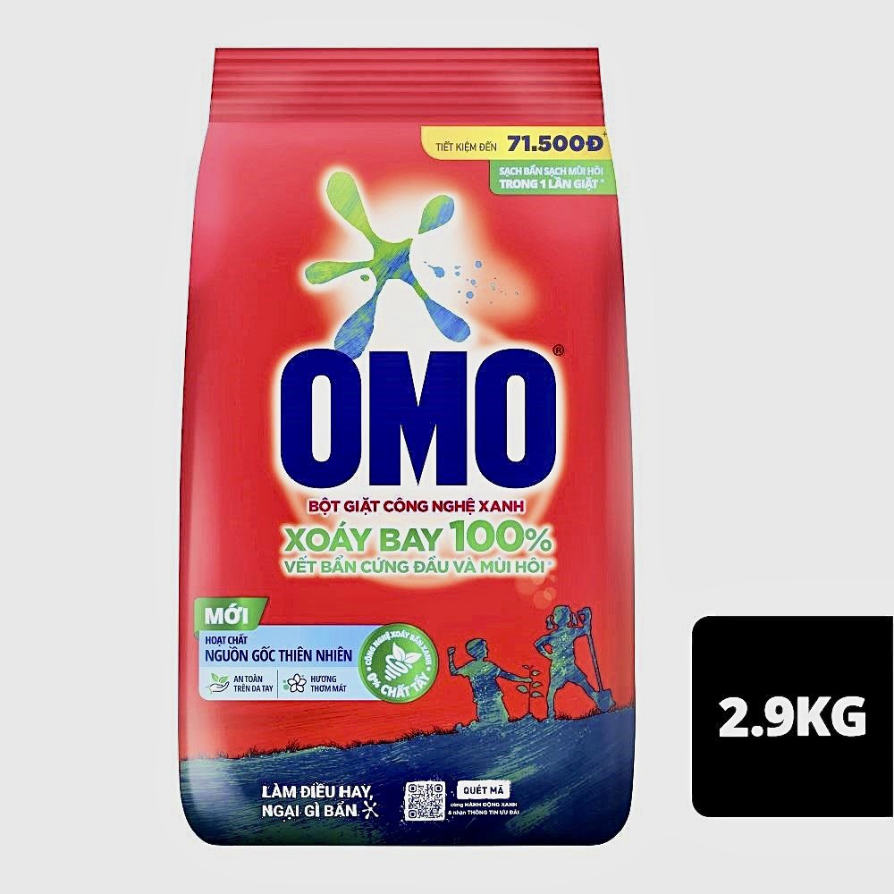 Bột giặt OMO công nghệ xanh sạch bẩn khử mùi 2.9kg