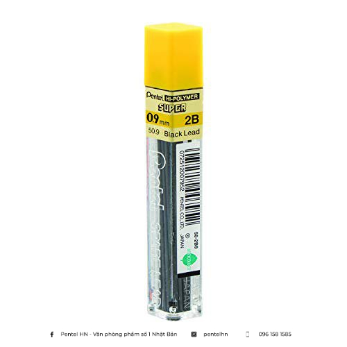Ruột chì kim pentel hi-polymer super 50.9 2b ngòi 0.9mm | siêu ứng
