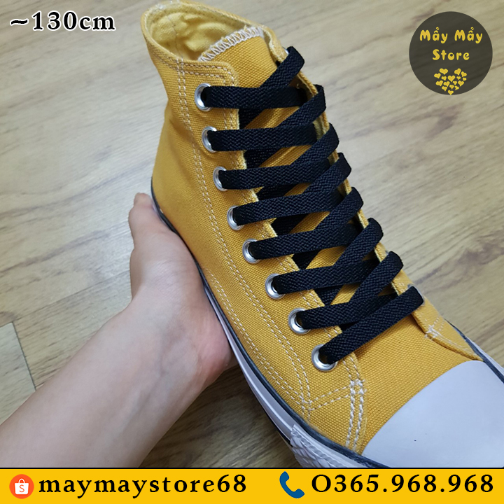 Dây giày dẹt màu đen đầu nhựa ~ 1m25
