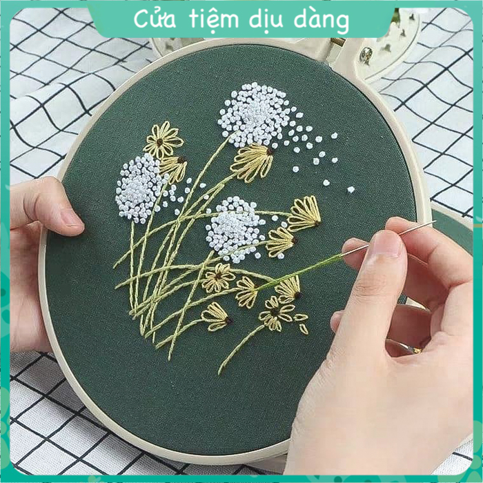 Bộ kit thêu Tranh, kit tập thêu mẫu hoa Bồ công anh - DIY