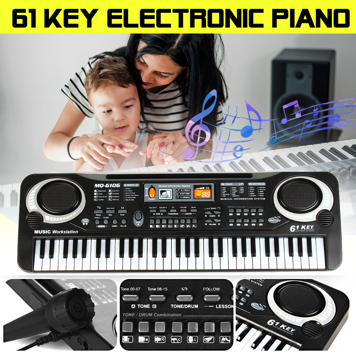 ĐÀN PIANO ĐIỆN TỬ 61 PHÍM ĐÀN PIANO CHO NGƯỜI MỚI HỌC ĐÀN - THIẾT KẾ MỚI - CHẤT LƯỢNG CAO -  phím cực nhạy, âm thanh lớn ( BẢO HÀNH 1 ĐỔI 1 )