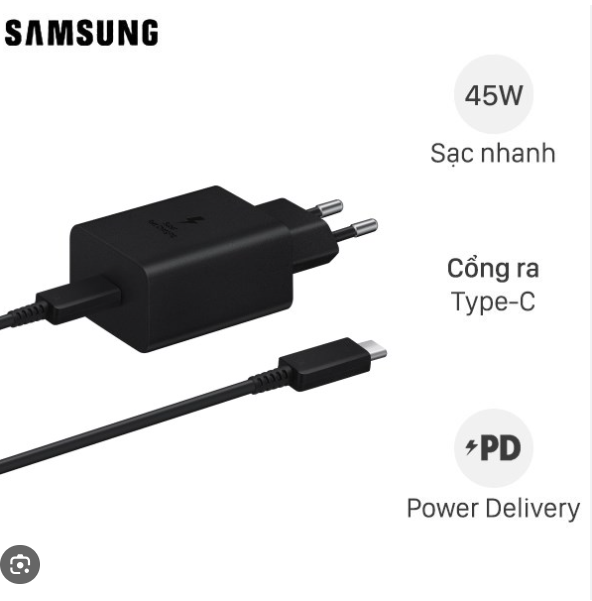 Bộ sạc nhanh samsung pd 45w . củ cáp sạc nhanh samsung note 10 plus/s20 ultra plus 5g/note 20/note 20 ultra 5.0 . bảo hành chính hãng.