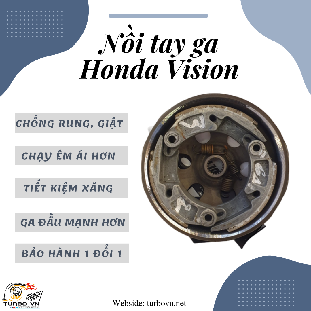 Full bộ nồi sau tay ga Honda Vision cho tất cả các đời có đế nồi chống rung, chống giật.