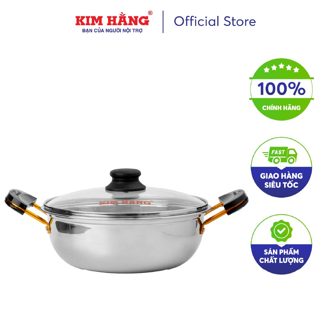 Nồi lẩu Inox nắp Kiếng Kim Hằng