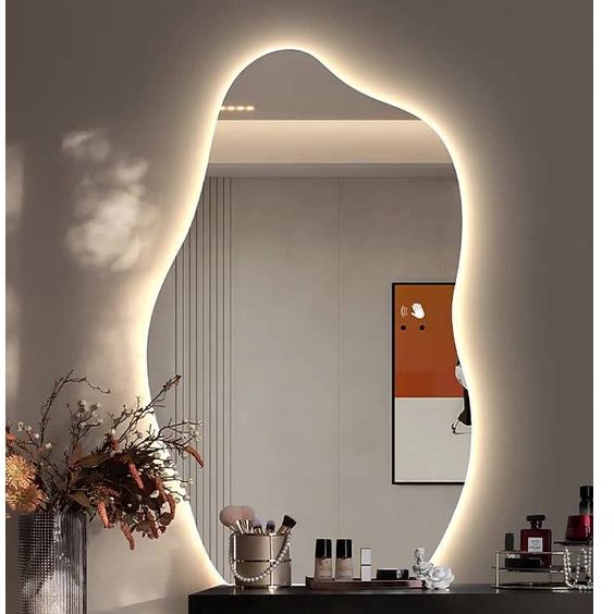 Gương bàn phấn đầu cá heo thông minh hậu đèn led cảm ứng Kích Thước 50 x 70
