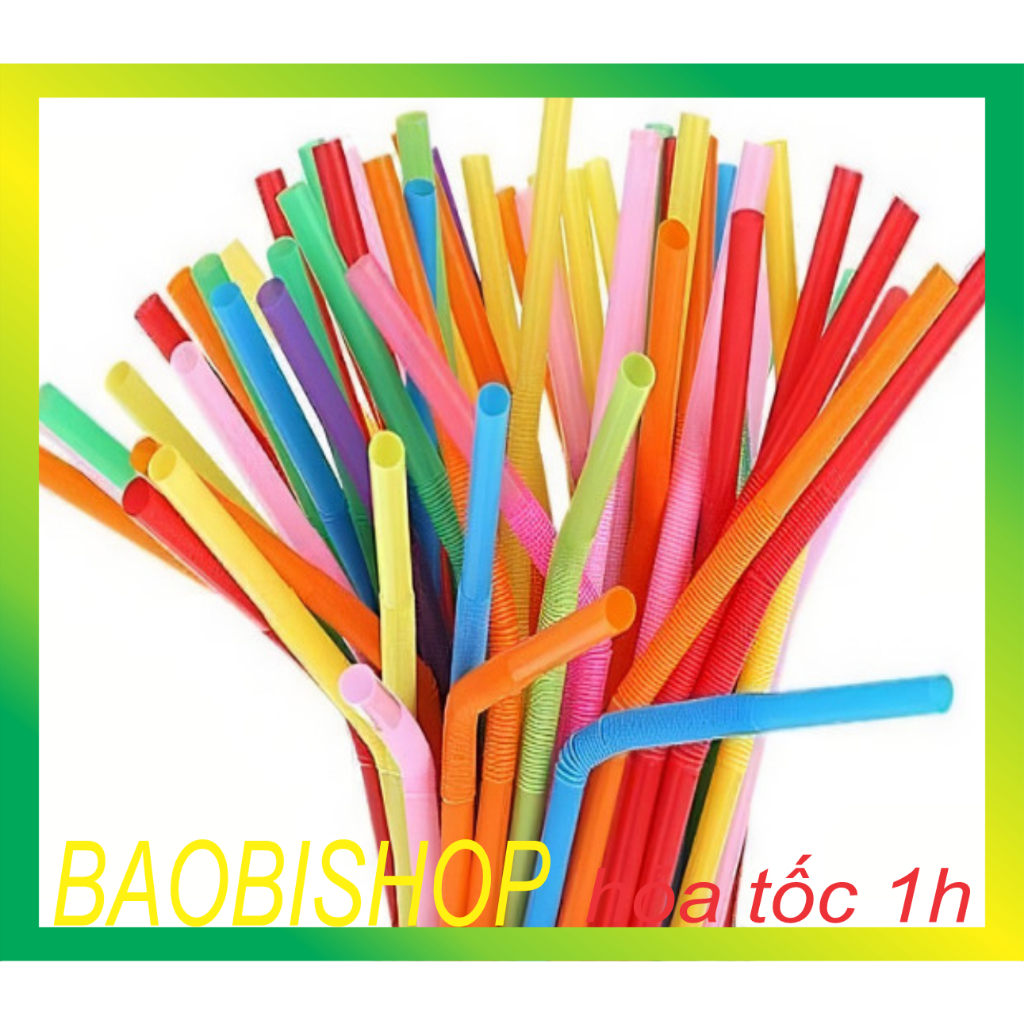 1 bịch ống hút màu bẻ đầu 8 ly ,phi 8 ống hút sinh tố_bao bì shop