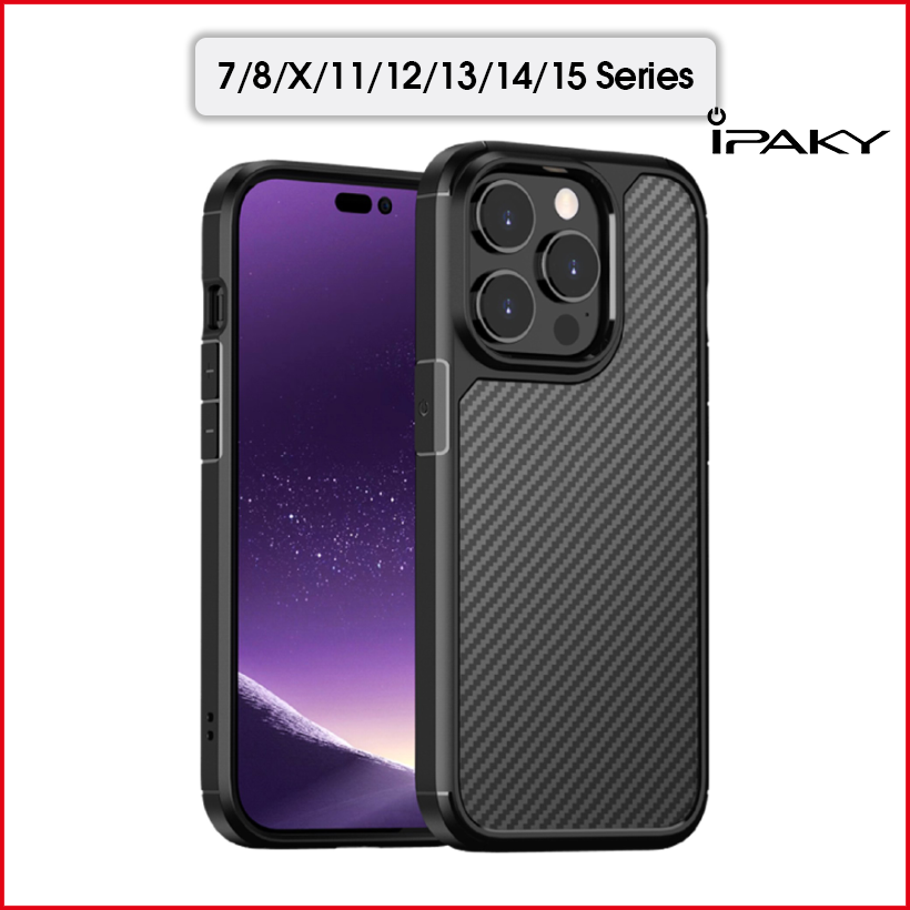 [Giao Hỏa Tốc] Ốp lưng IPAKY iPhone 15/15 Plus/15 Pro/Max/14/14 Plus/14 Pro/Max/13/13 Pro/Max/12/12 Pro/Max/11/11 Pro/Max/XR /X/XS/XS Max/7/8/SE2/SE3/7 Plus/8 Plus - Mặt lưng CARBON chống vân tay