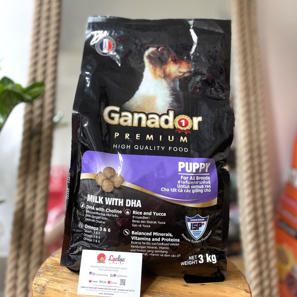 Hạt Ganador Premium Puppy cho Chó con vị sữa & DHA - Túi 3kg