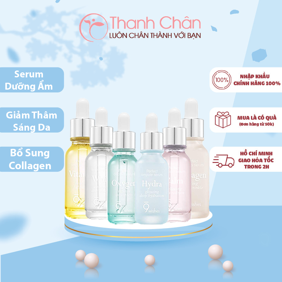 Tinh chất 9 Wishes dưỡng trắng da, chống lão hóa, dưỡng ẩm, giảm mụn, phục hồi da 9wishes Ampule Serum 25ml