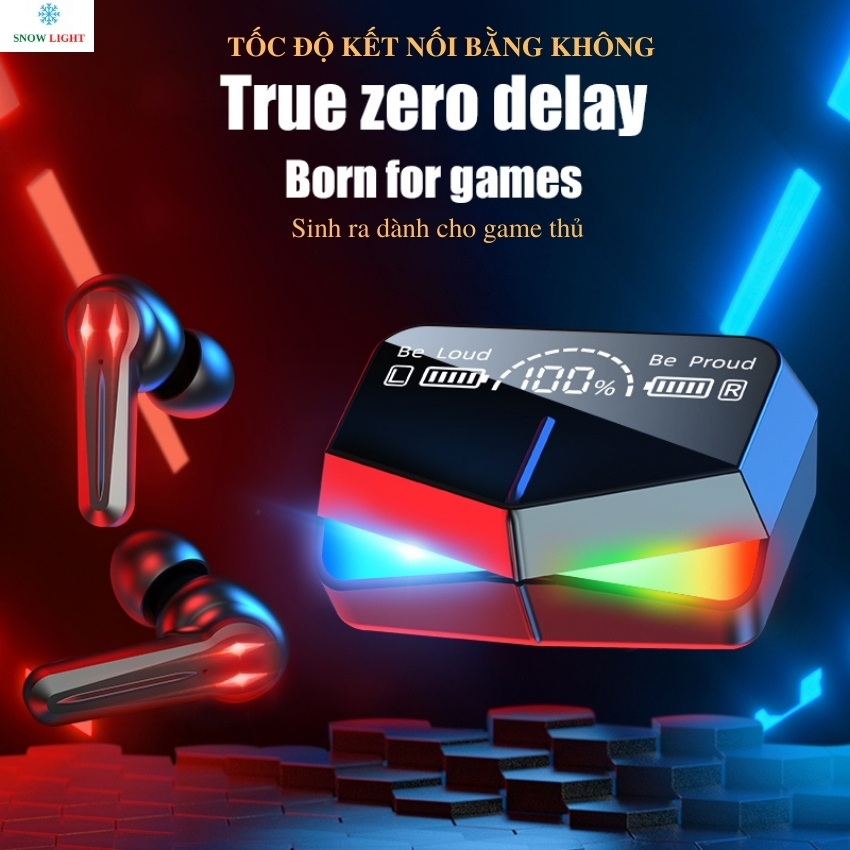 Tai Nghe không dây M28 SNOWLIGHT Bluetooth gaming Độ trễ thấp Pin Trâu Chống Ồn chủ động Kiêm Sạc dự phòng BH 1 đổi 1