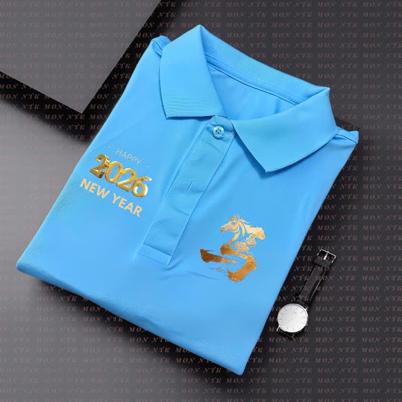 Year of the Rooster Logo Polo Shirt with 2026 Pattern - 2