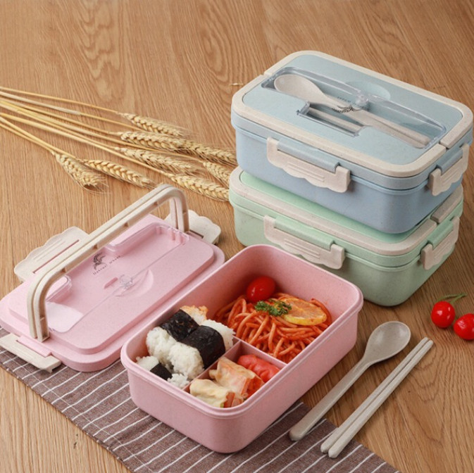 [LOẠI DÀY] HỘP CƠM LÚA MẠCH 2 TẦNG 3 NGĂN CÓ GIÁ ĐỠ ĐIỆN THOẠI TẶNG KÈM ĐŨA MUỖNG CHẤT LƯỢNG TỐT GIỮ NHIỆT ĐẾN 18 GIỜ - CÀ MEN ĐỰNG CƠM NHỎ GỌN DỄ ĐEM ĐI BỆNH VIỆN, VĂN PHÒNG, ĐI DU LỊCH .