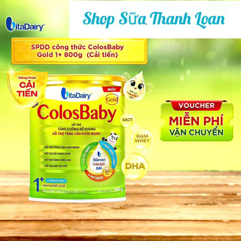 (HSD T10-2027) (Quét Mã Tích Xu) Sữa Bột Vitadairy ColosBaby Gold 1+ 800g Cải Tiến (Cho Trẻ Từ 1 - 2 Tuổi).