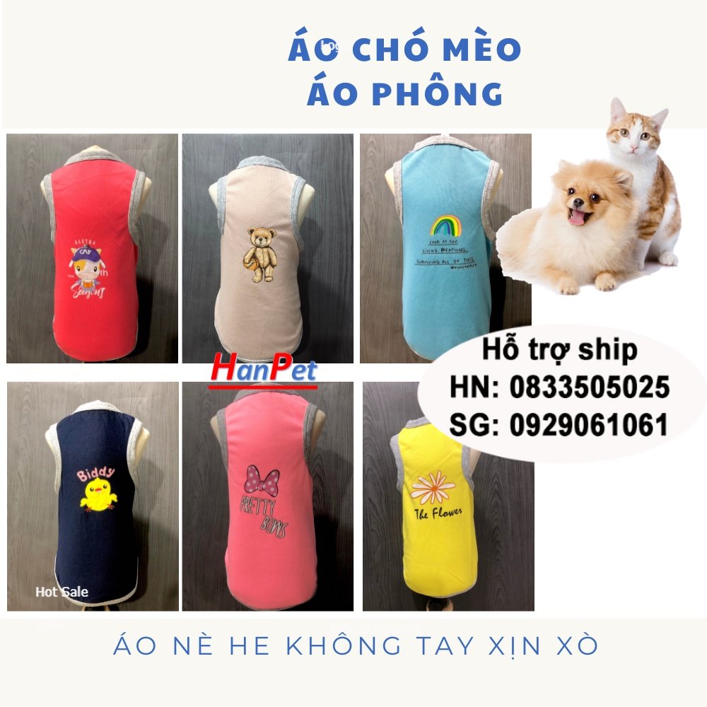 Áo chó mèo quần áo thú cưng loại áo nè he ba lỗ