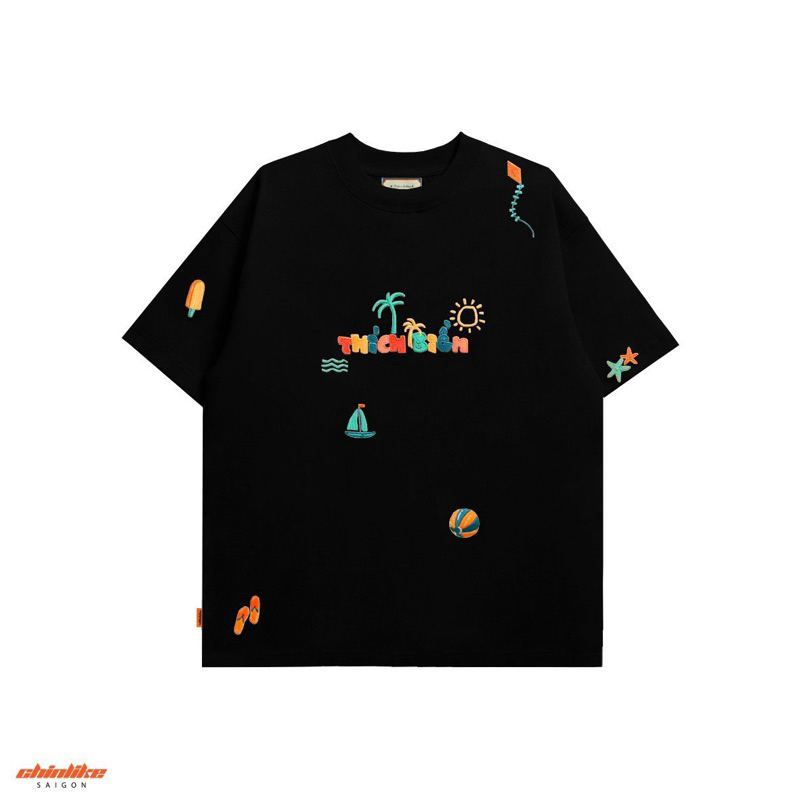Chinlike-black “thích biển” tee