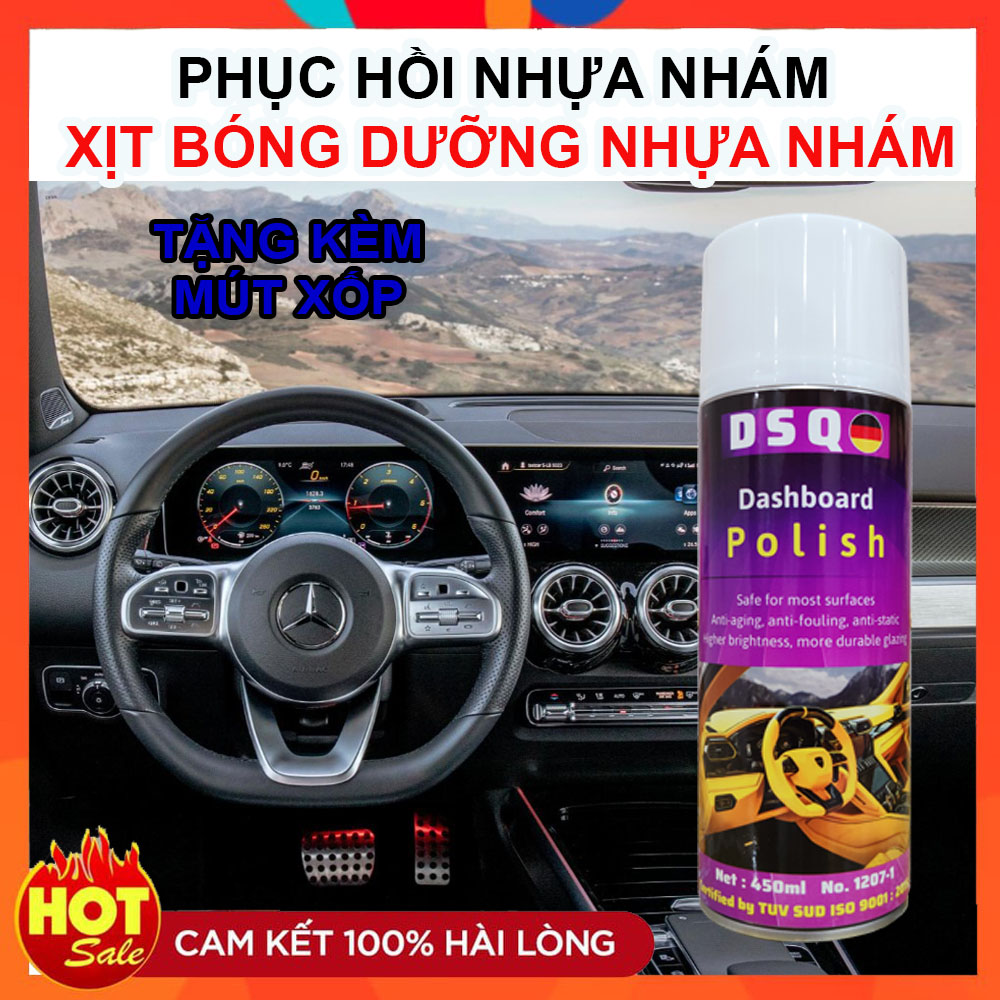 Chai xịt phục hồi nhựa nhám - nano phục hồi nhựa nhám - dưỡng nhựa nhám ô tô - phục hồi nhựa đen - dashboard polish 450ml - vegair shop