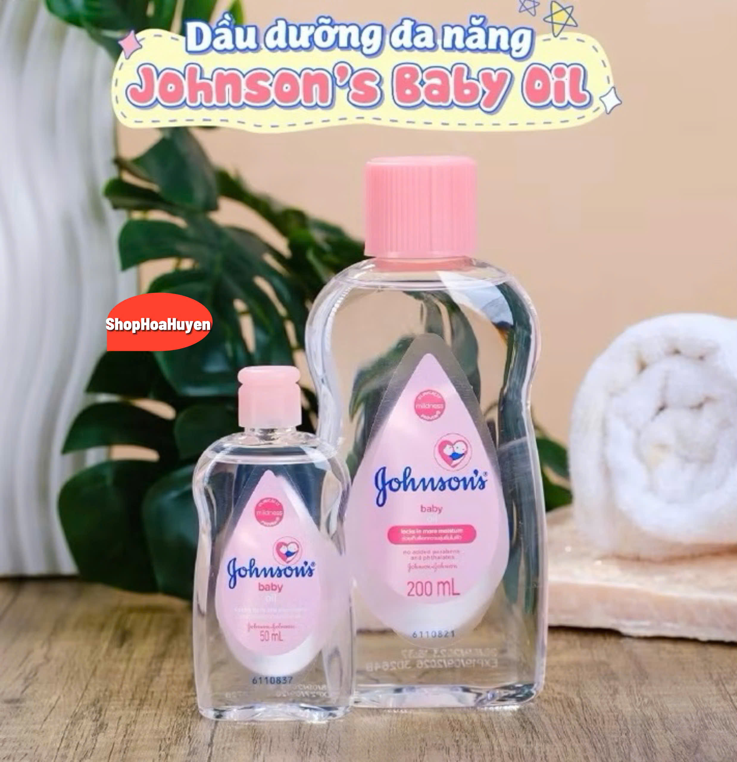  Dầu masage dưỡng ẩm  baby oil Johnons dùng cho em bé chai 50 200ml Hàng Chính Hãng 