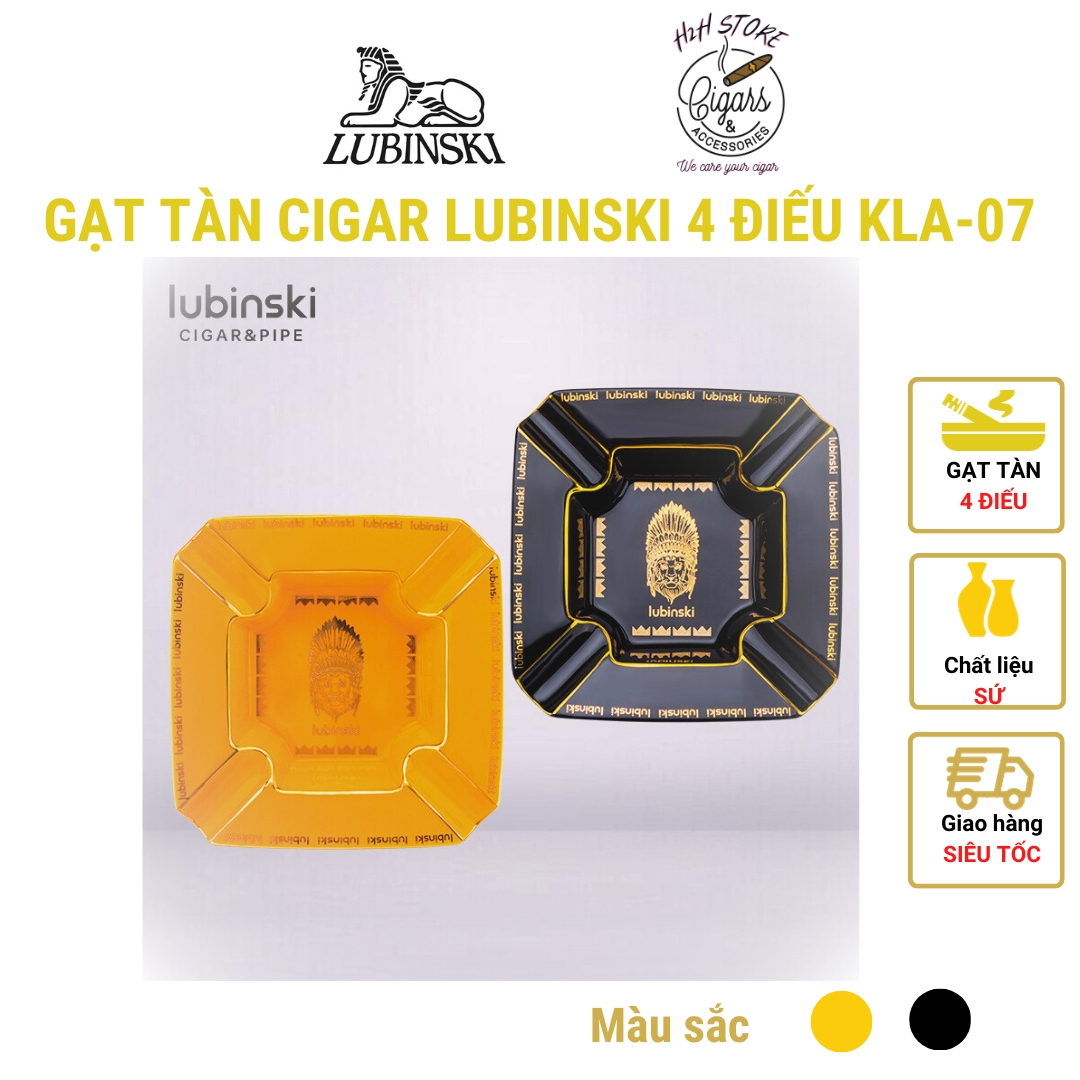 Gạt tàn cigar lubinski sứ 4 điếu - sư tử 2 màu kla 06- h2h cigar